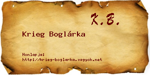 Krieg Boglárka névjegykártya
